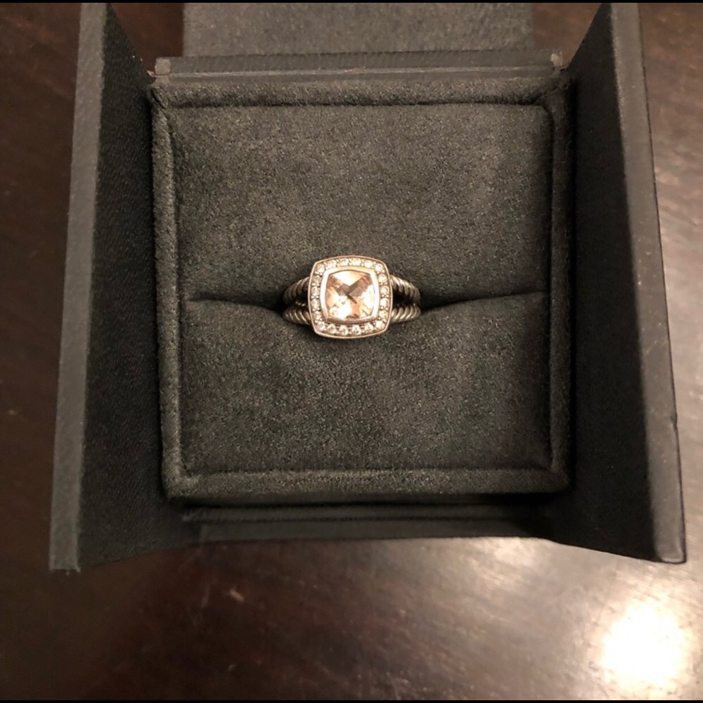 DY Petite Albion Ring with Morganite and Diamonds